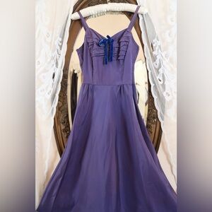 Vintage 1940s Dusty Violet Blue Velvet Taffeta Gown